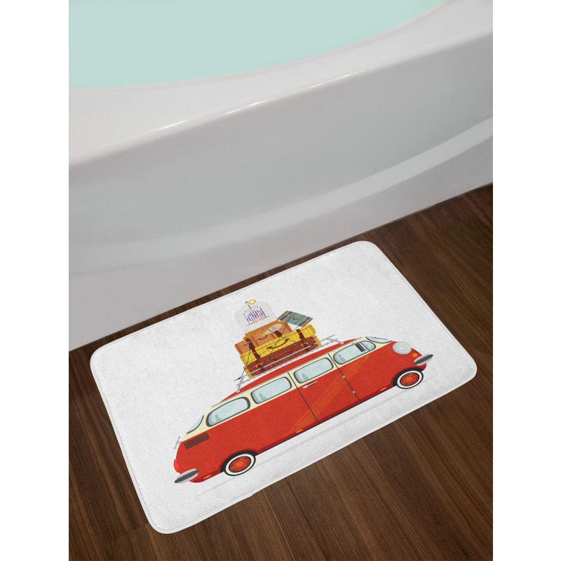 Cartoon Retro Minivan Bath Mat