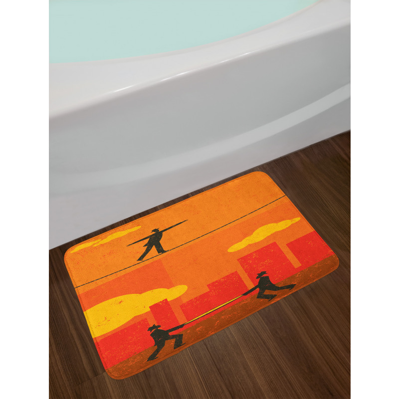 Men Walk Tightrope Net Bath Mat