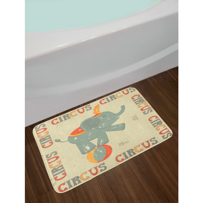 Retro Print Elephant Bath Mat