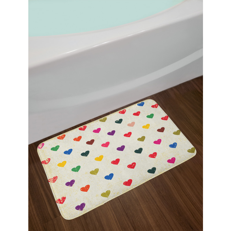 Distressed Hearts Love Bath Mat