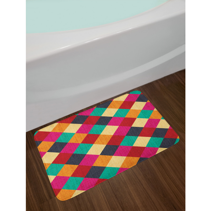 Distressed Checkered Bath Mat