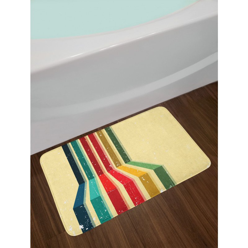 Vintage Colorful Strips Bath Mat