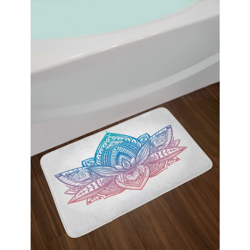 Tribal Boho Lotus Flower Bath Mat