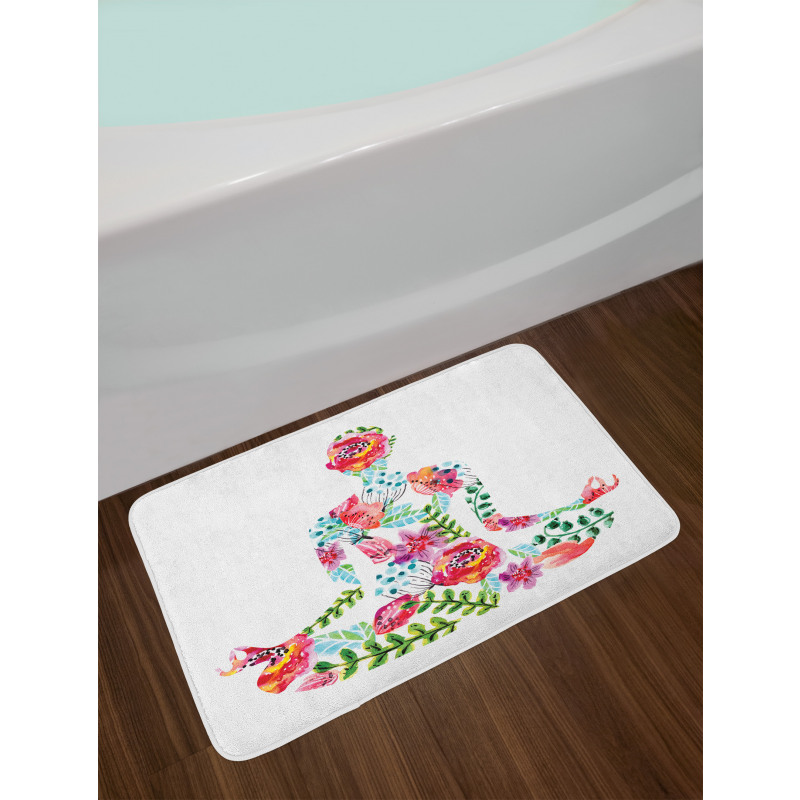 Silhouette with Flowers Bath Mat