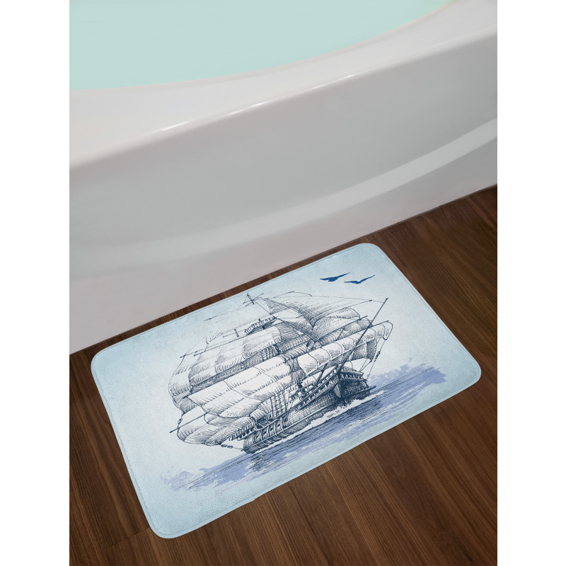 Old Ship at Sea Bath Mat