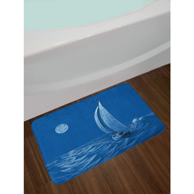 Ship on Ocean Moon Bath Mat