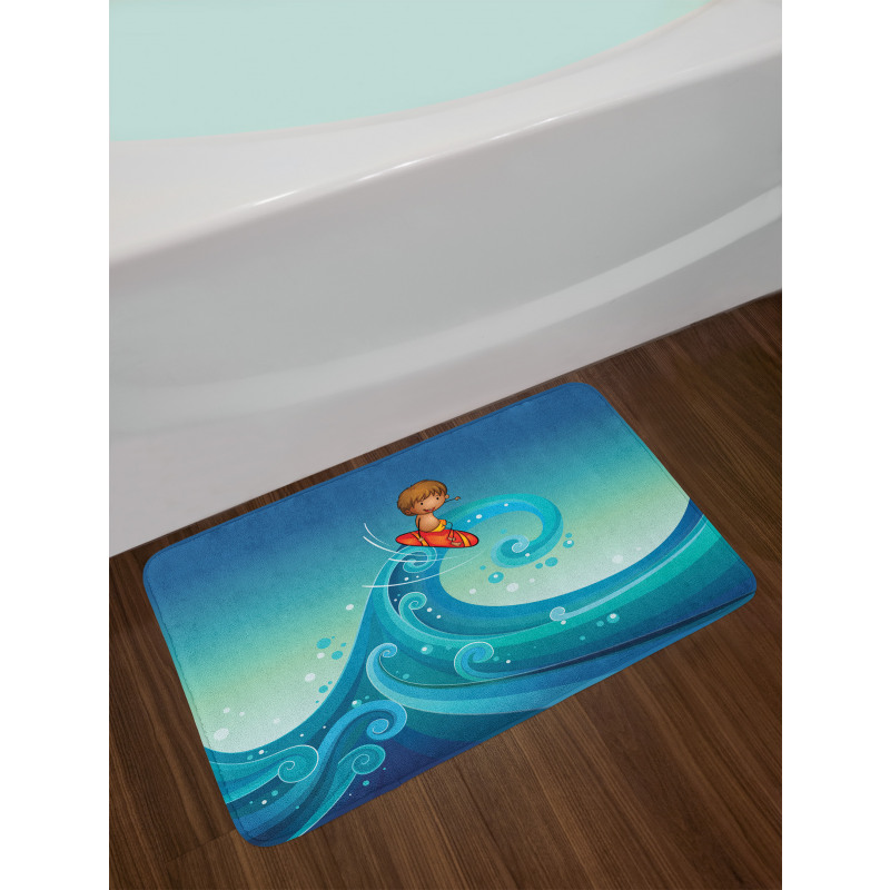 Surfing Baby Waves Bath Mat