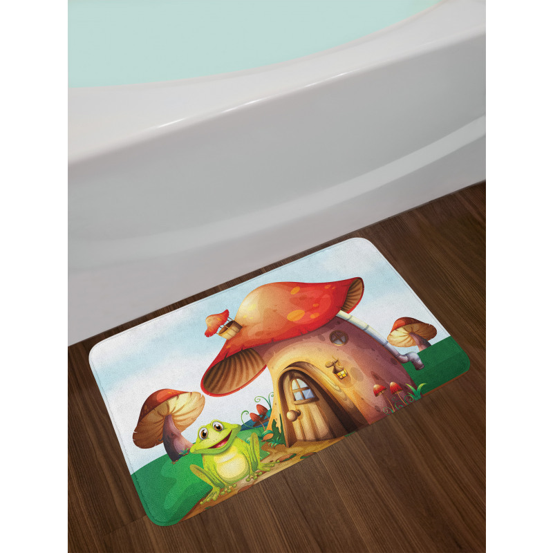 Cartoon Mushroom Houses Bath Mat