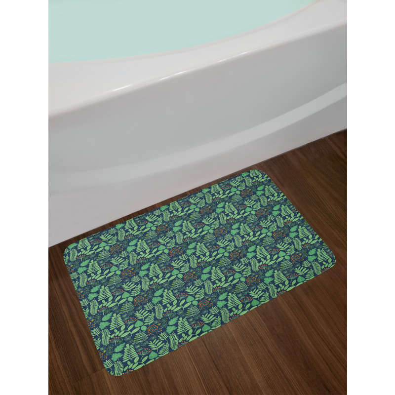 Doodle Leaves Berries Bath Mat