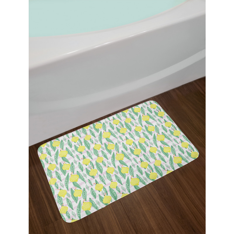 Lemon Leaves Bath Mat