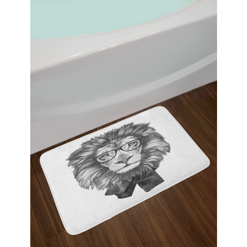 Hipster Animal in Glasses Bath Mat