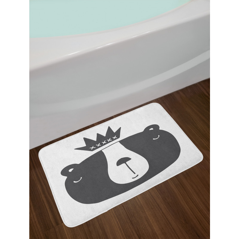 Humorous Bear in Crown Bath Mat