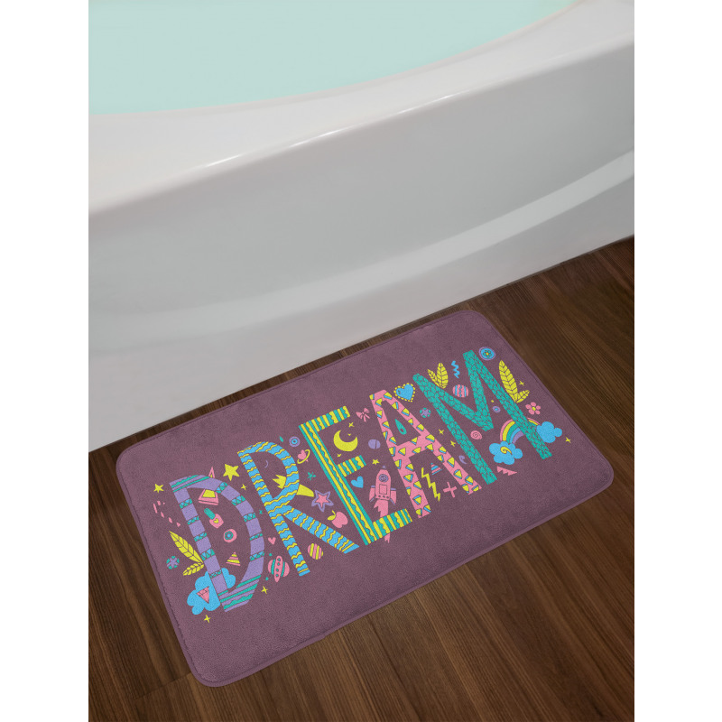 Doodle Art Dream Word Bath Mat