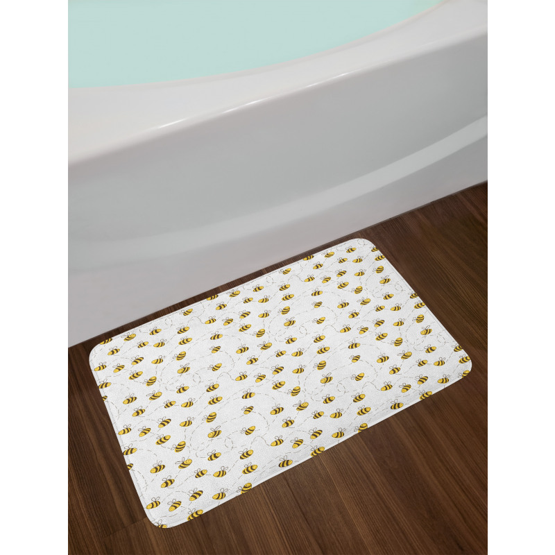 Simple Doodle Flying Bee Bath Mat