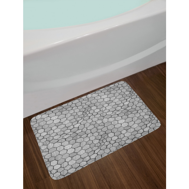 Sketch Hexagon Shapes Bath Mat