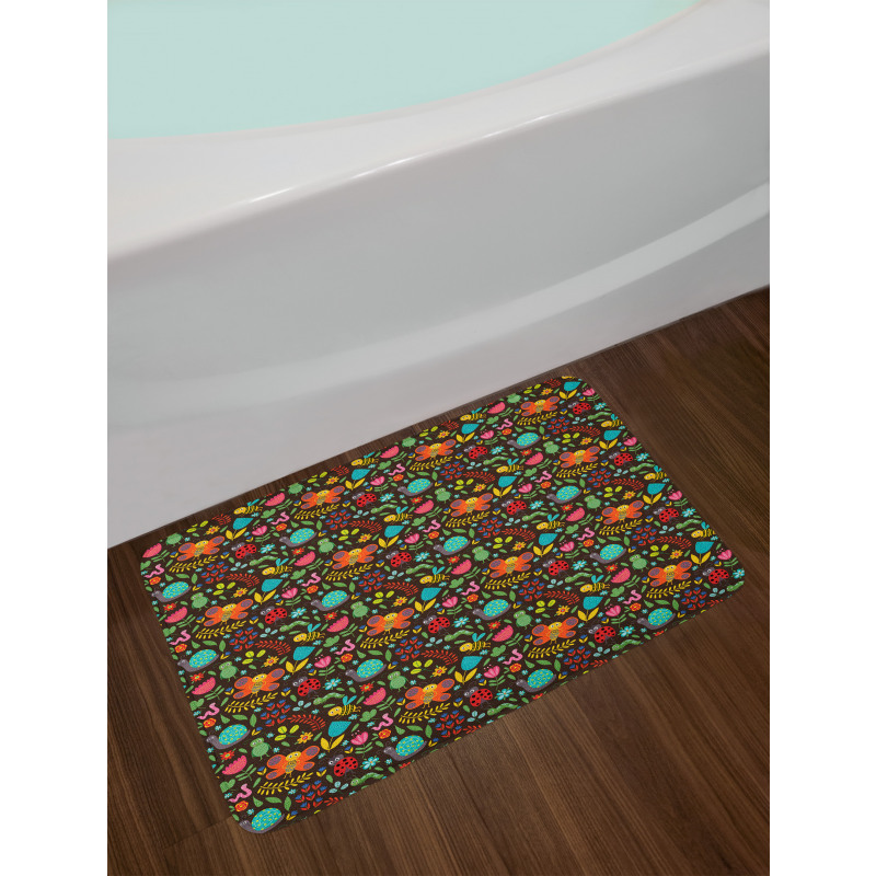Cartoon Insects Playing Bath Mat