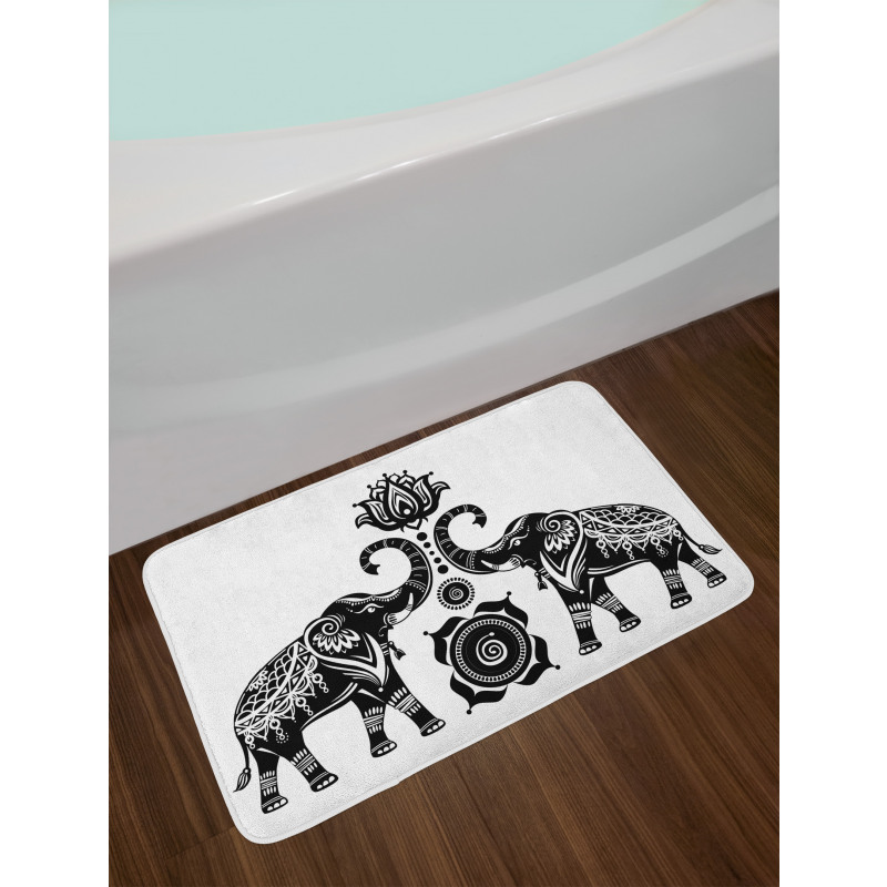 Elephants and Lotus Bath Mat