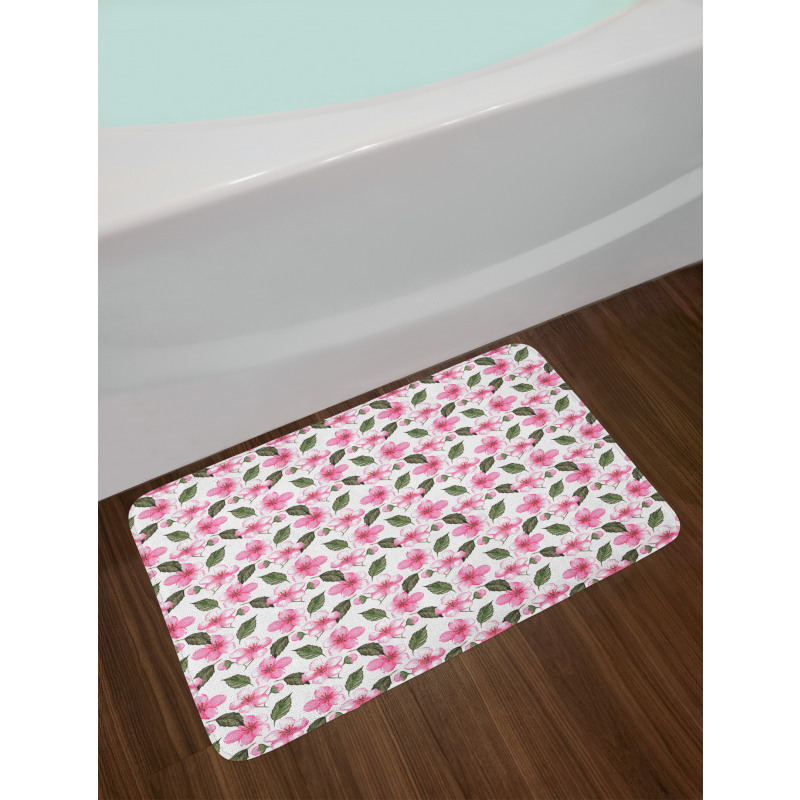 Watercolor Sakura Design Bath Mat