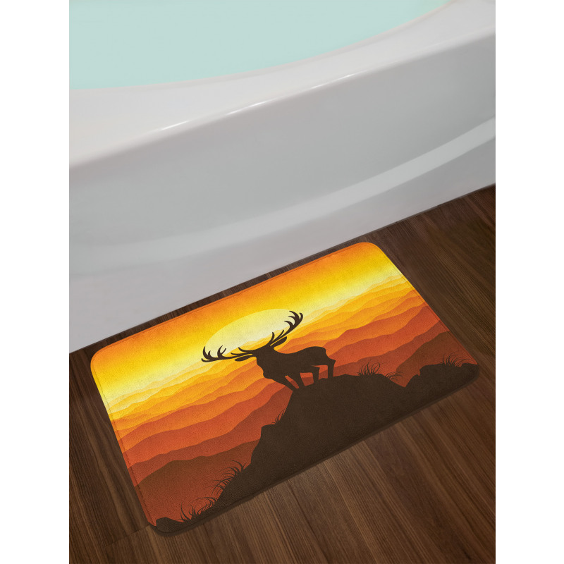 Deer Sunset Mountains Bath Mat