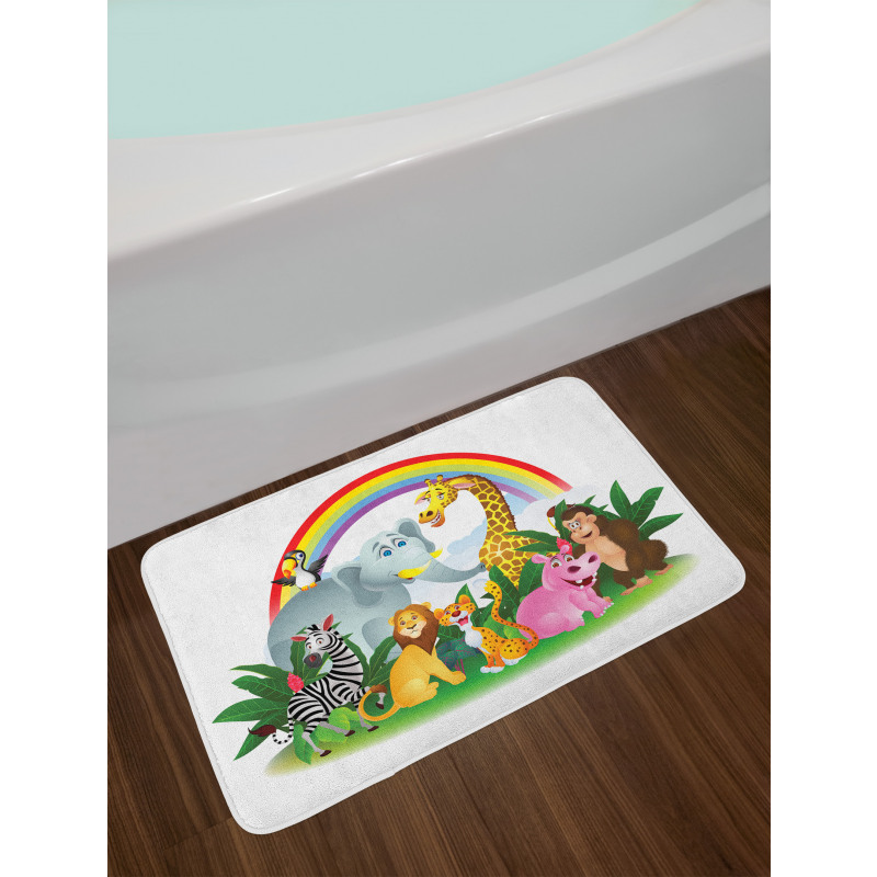 Animals Under Rainbow Bath Mat