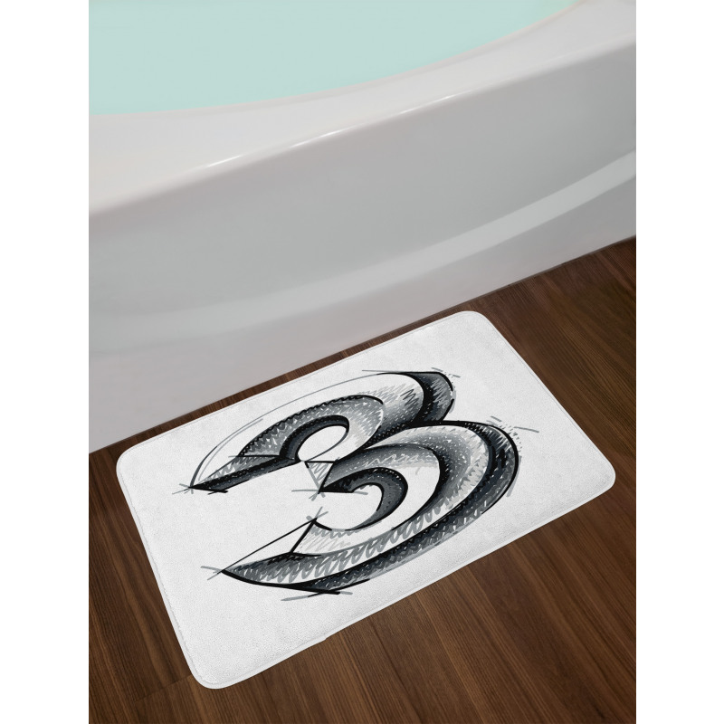 Sketchy Numeral 3 Bath Mat