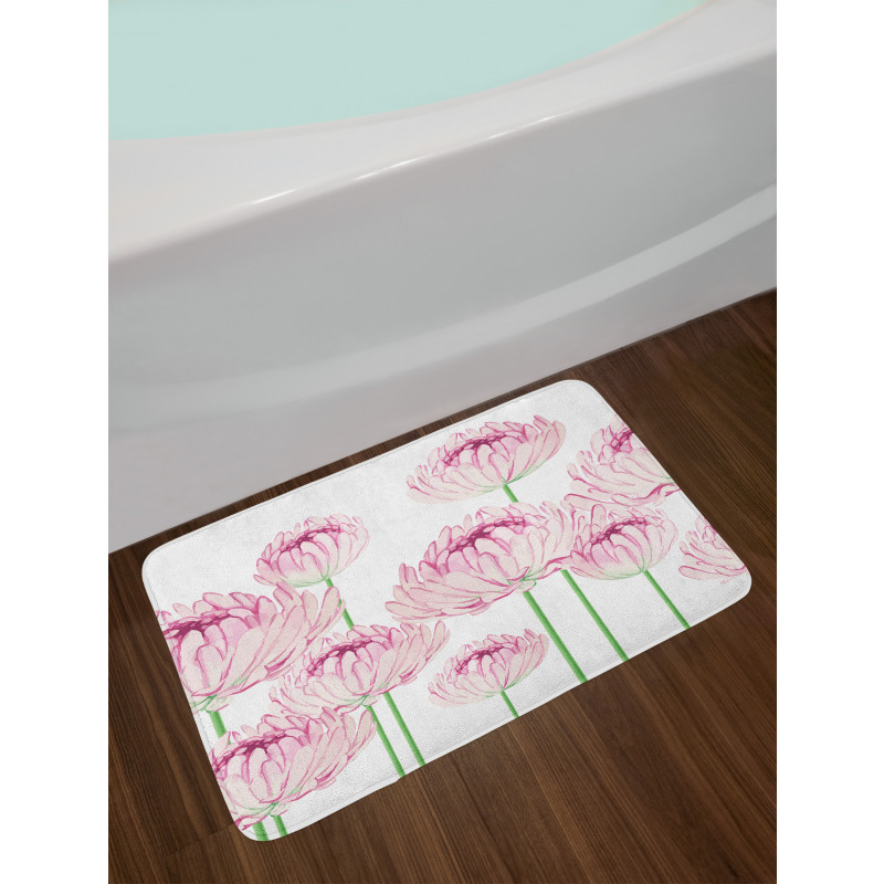 Tender Peony Flowers Bath Mat