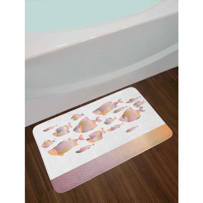 Modern Sea Animal Zigzag Bath Mat