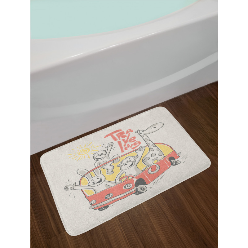 Traveling Animals Bath Mat