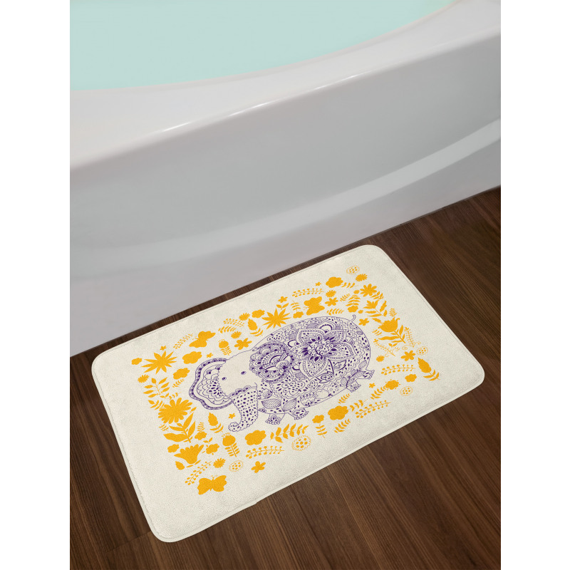 Floral Elephant Bath Mat