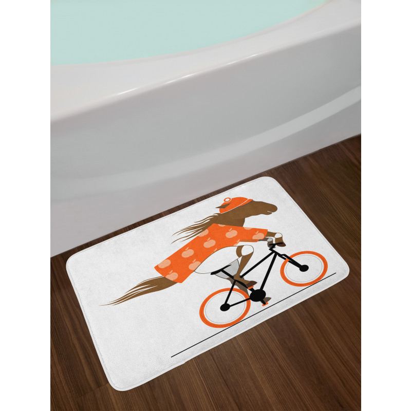 Hipster Horse Riding Bike Bath Mat