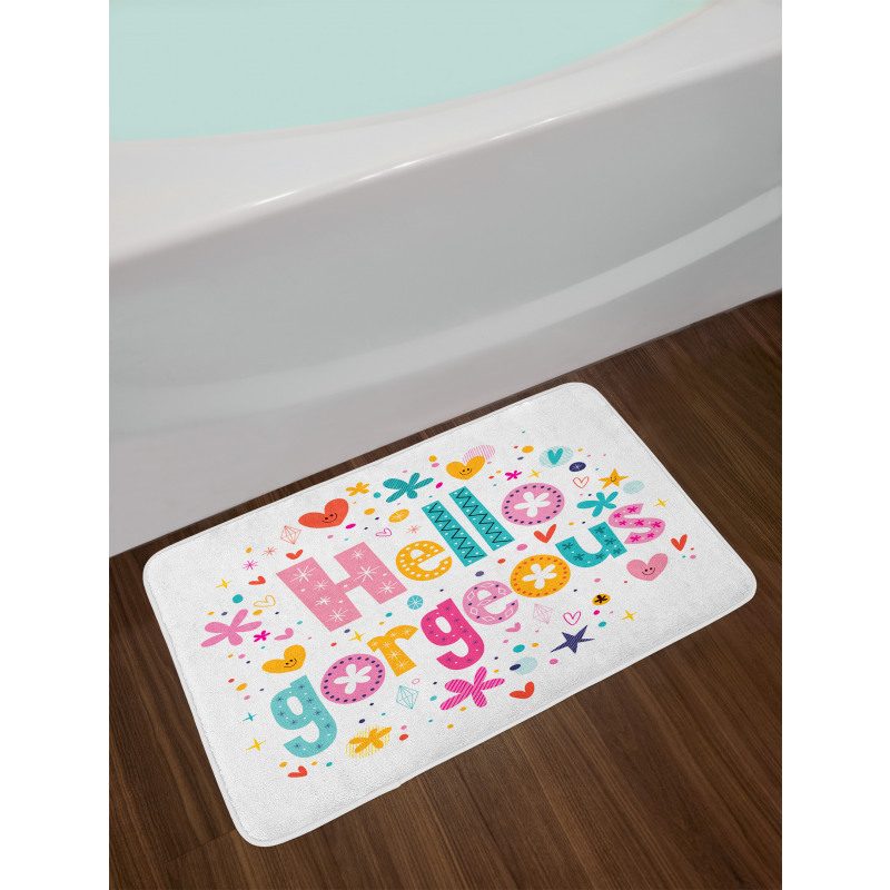 Girl Theme Words Bath Mat