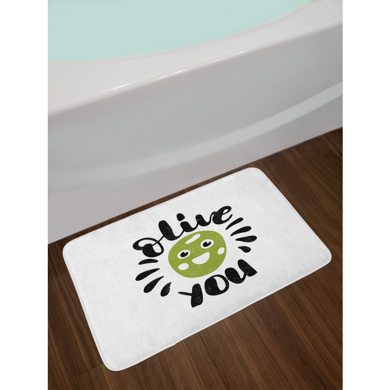 Olive You Funny Grunge Bath Mat