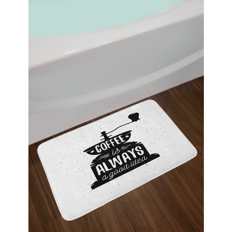 Grungy Typography Coffee Bath Mat