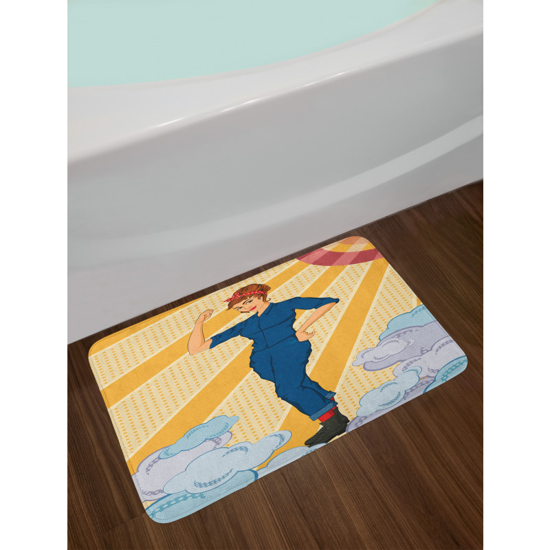 Woman Showing Fist Bath Mat