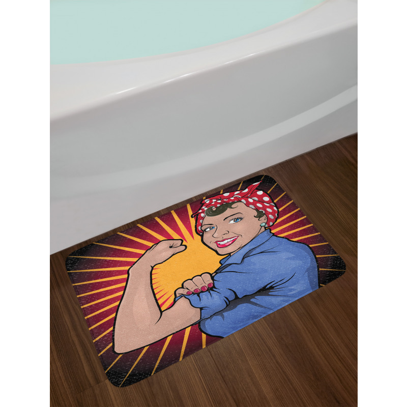 Retro Powerful Woman Bath Mat