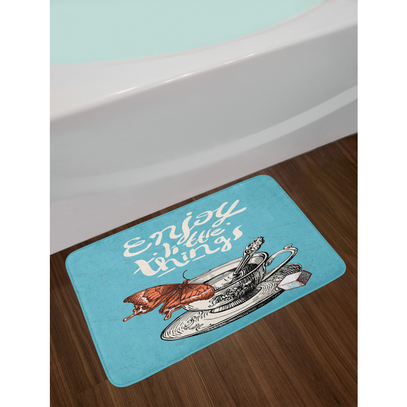 Antique Tea Cup Sketch Bath Mat