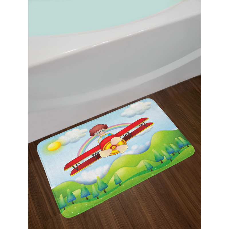 Boy in Sky Sunny Day Bath Mat