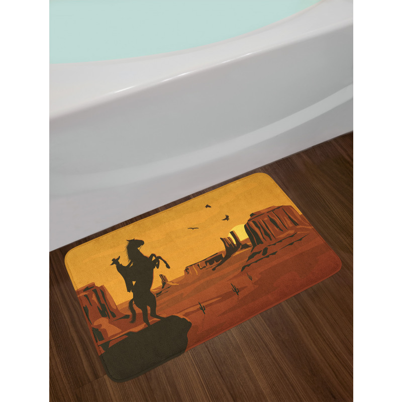 Sunset Scene and Cowboy Bath Mat