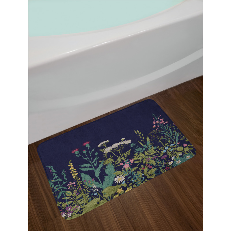 Rural Herbs Flowers Bath Mat