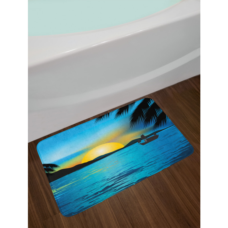 Calm Sunrise Fishing Boat Bath Mat