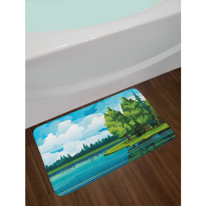 Forest Lake Clouds Bath Mat