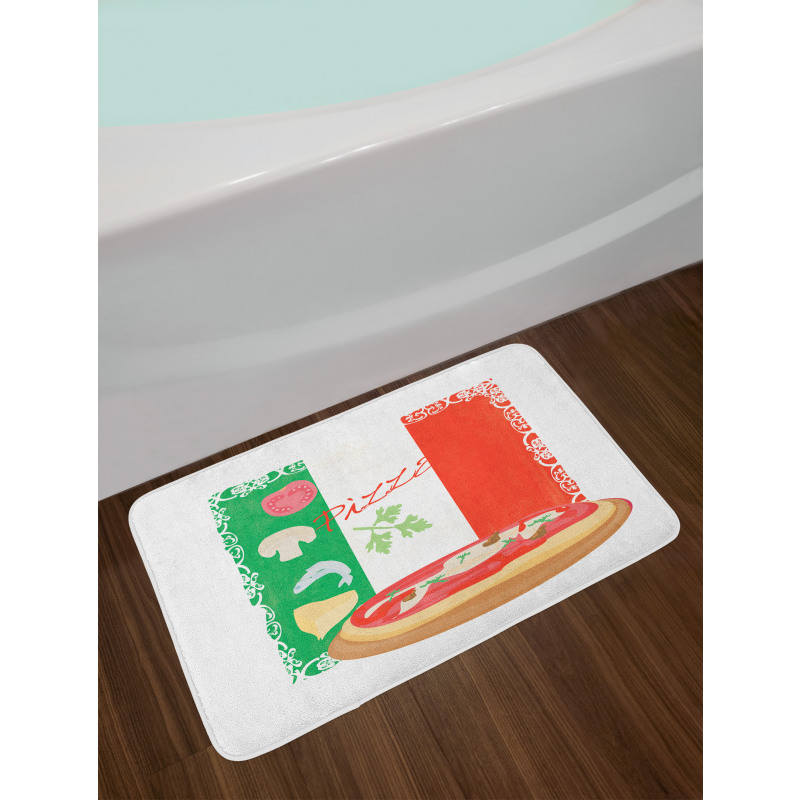 Italian Cuisine and Flag Bath Mat