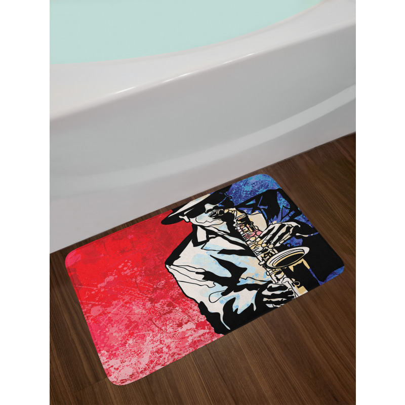 Musician Playing Saxophone Bath Mat