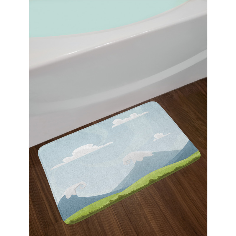 Cartoon Mountains Idyllic Bath Mat