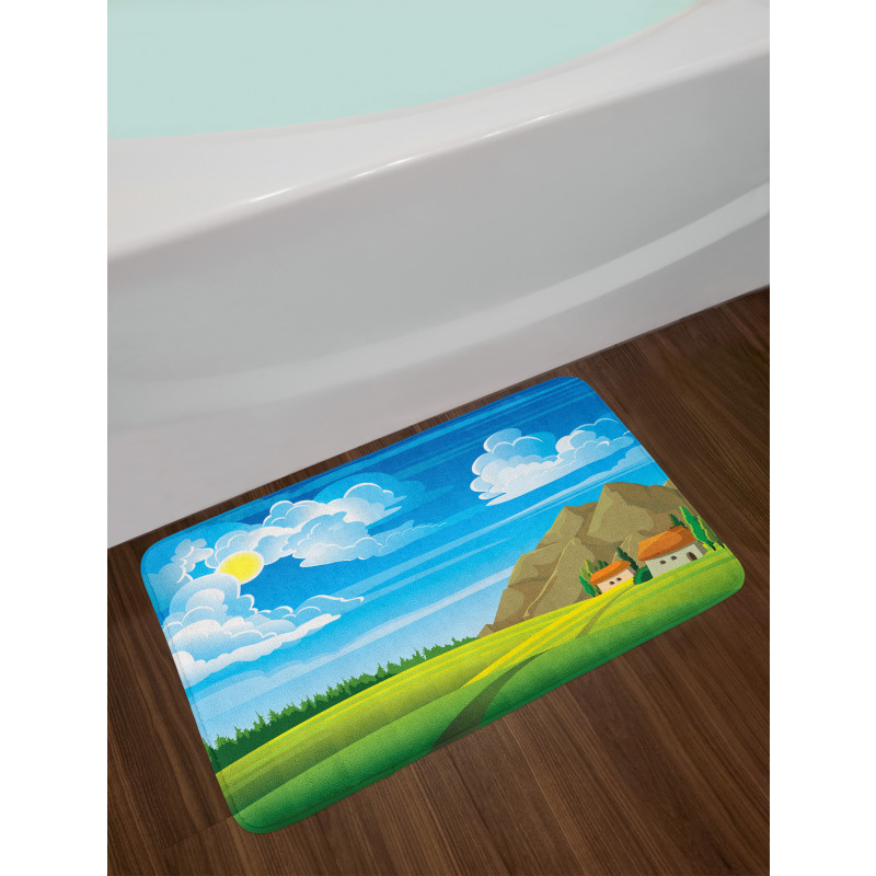 Tree House and Mountains Bath Mat
