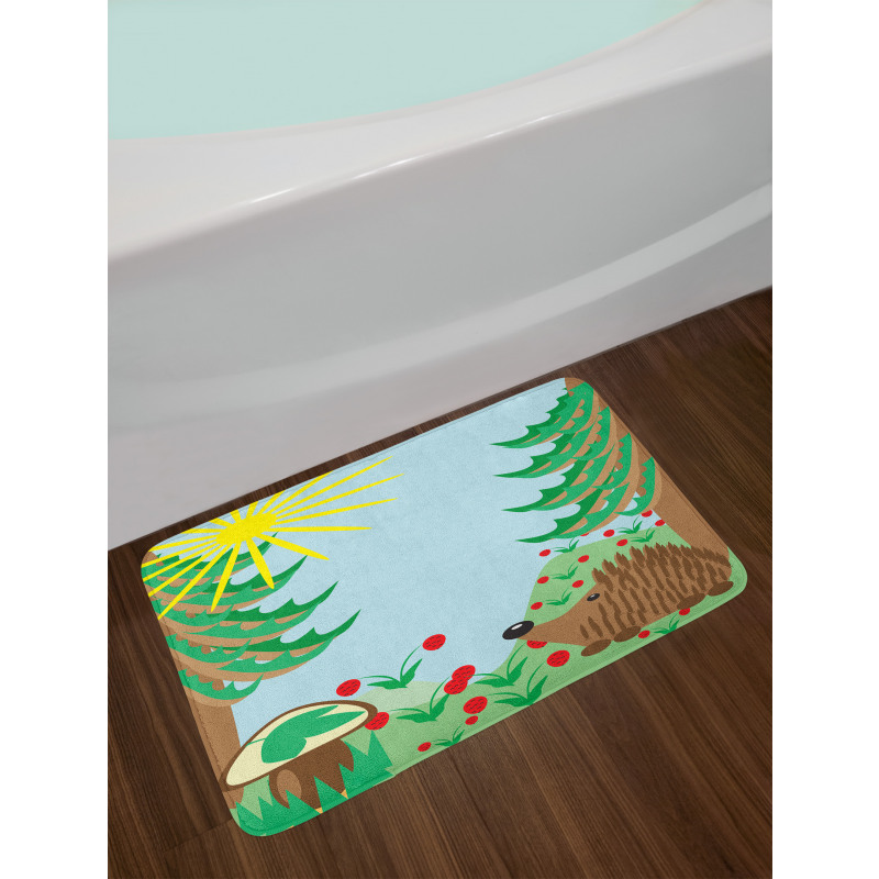 Rising Sun Above Trees Bath Mat