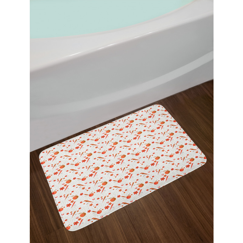 Woodland Flower Pattern Bath Mat