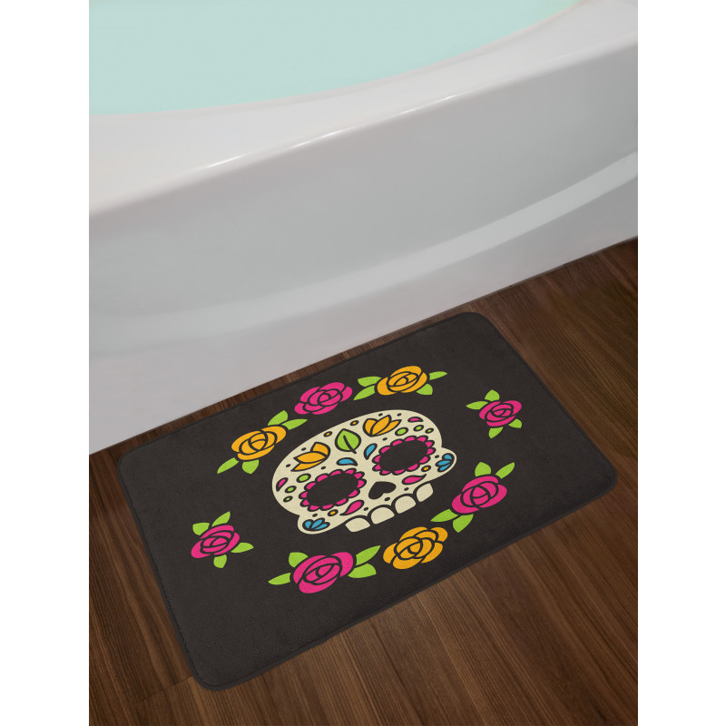 Floral Wreath Skull Bath Mat