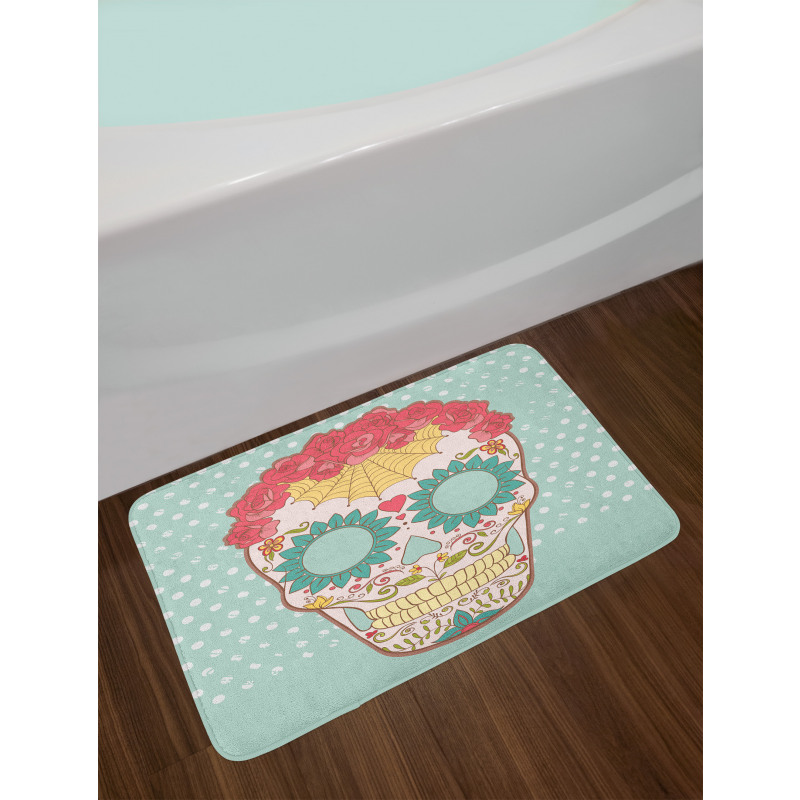 Floral Lady Skull Bath Mat