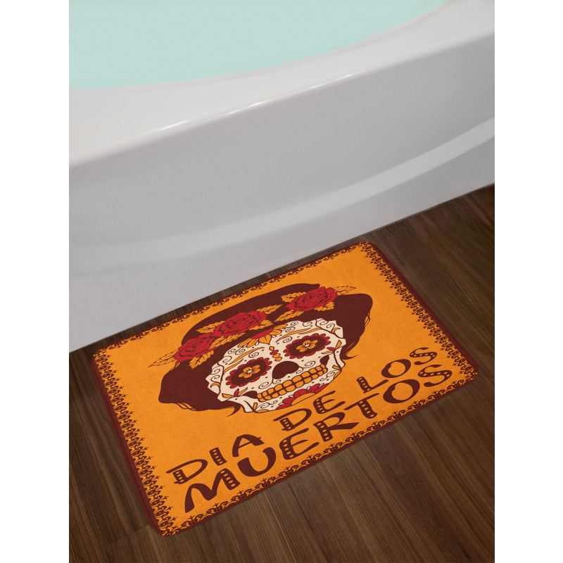 Mexican Skull Girl Bath Mat